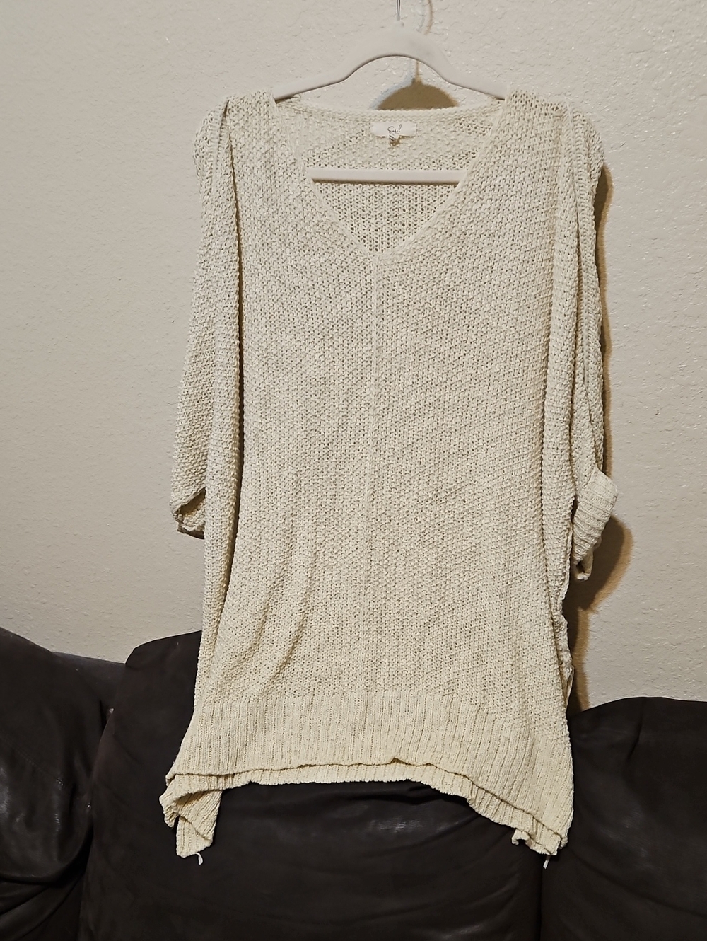 Cozy V-Neck Lightweight Knit Sweater - Cream